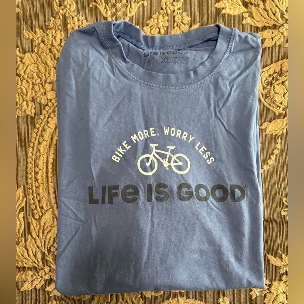 Life is Good "Bike More. Worry Less" Casual T-Shirt Size XL Great Condition!